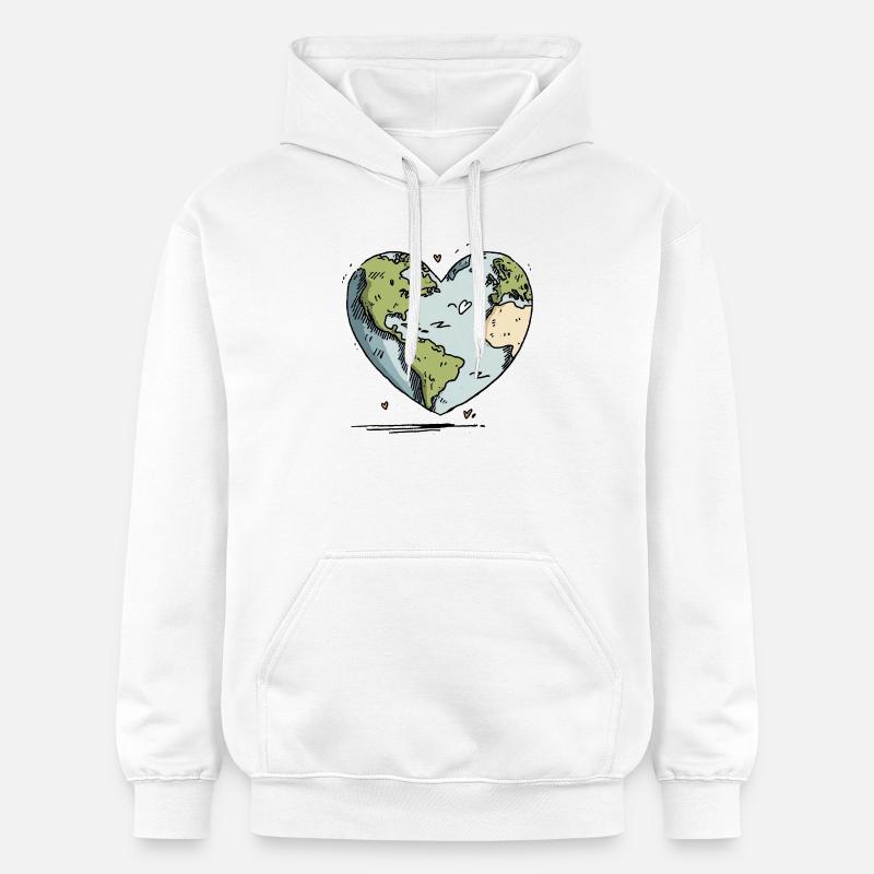 Globe du Cœur de la Terre - Sweat à capuche Softstyle® Gildan Unisexe - blanc