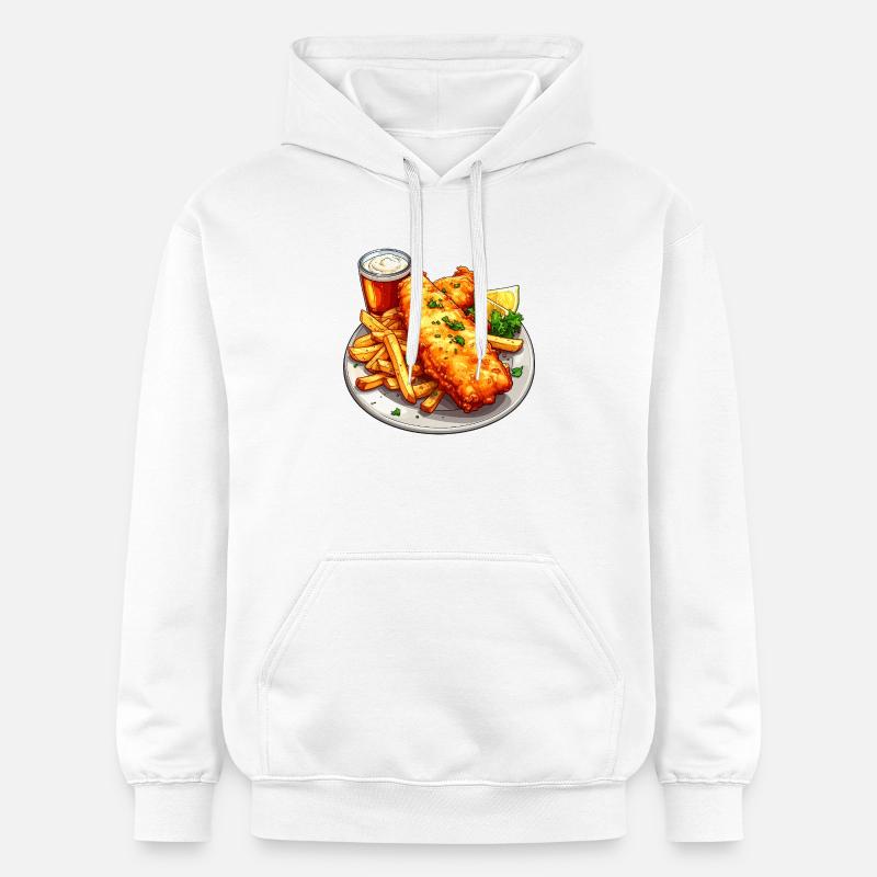 Fish and chips - Sweat à capuche Softstyle® Gildan Unisexe - blanc