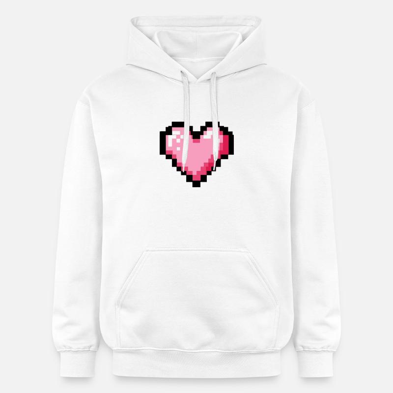 Coeur pixel 8 bit rétro - Sweat à capuche Softstyle® Gildan Unisexe - blanc