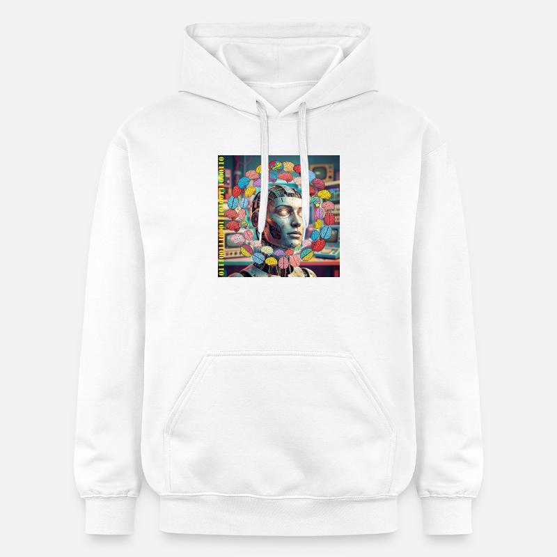 Android avec satellites cérébraux - Sweat à capuche Softstyle® Gildan Unisexe - blanc