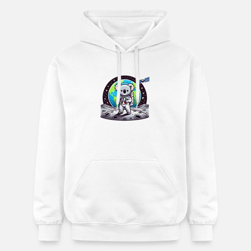 Astronaute koala sur le sol lunaire - Sweat à capuche Softstyle® Gildan Unisexe - blanc