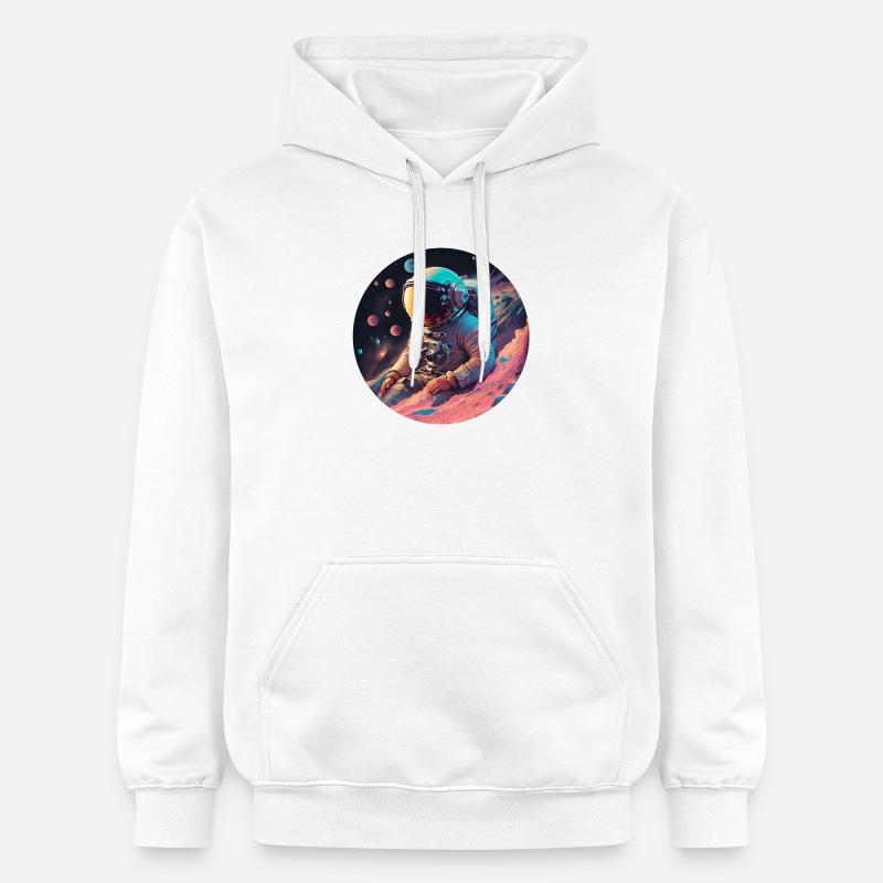Astronaute dans le cosmos néon - Sweat à capuche Softstyle® Gildan Unisexe - blanc