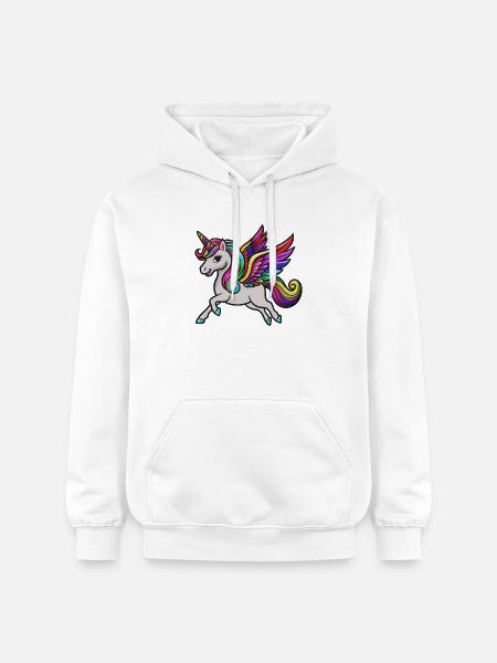 Bunter Flügel-Einhorn - Gildan Unisex Softstyle® Midweight Hoodie - Weiß