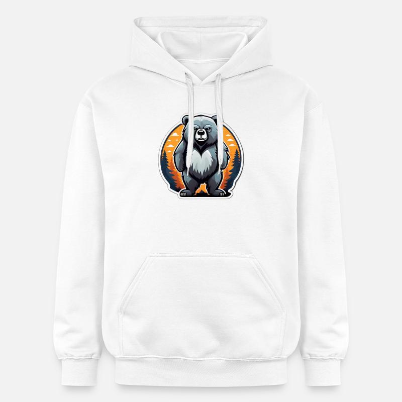 Ourson cartoon au coucher forestier - Sweat à capuche Softstyle® Gildan Unisexe - blanc