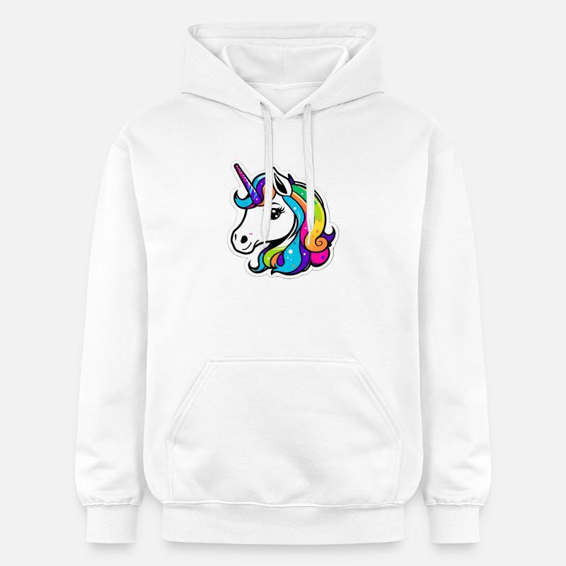 Licorne arc-en-ciel lumineuse - Sweat à capuche Softstyle® Gildan Unisexe - blanc