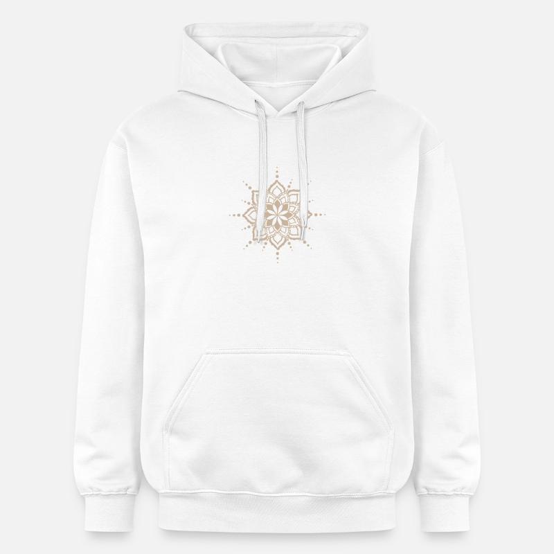 Fleur florale Mandala beige - Sweat à capuche Softstyle® Gildan Unisexe - blanc