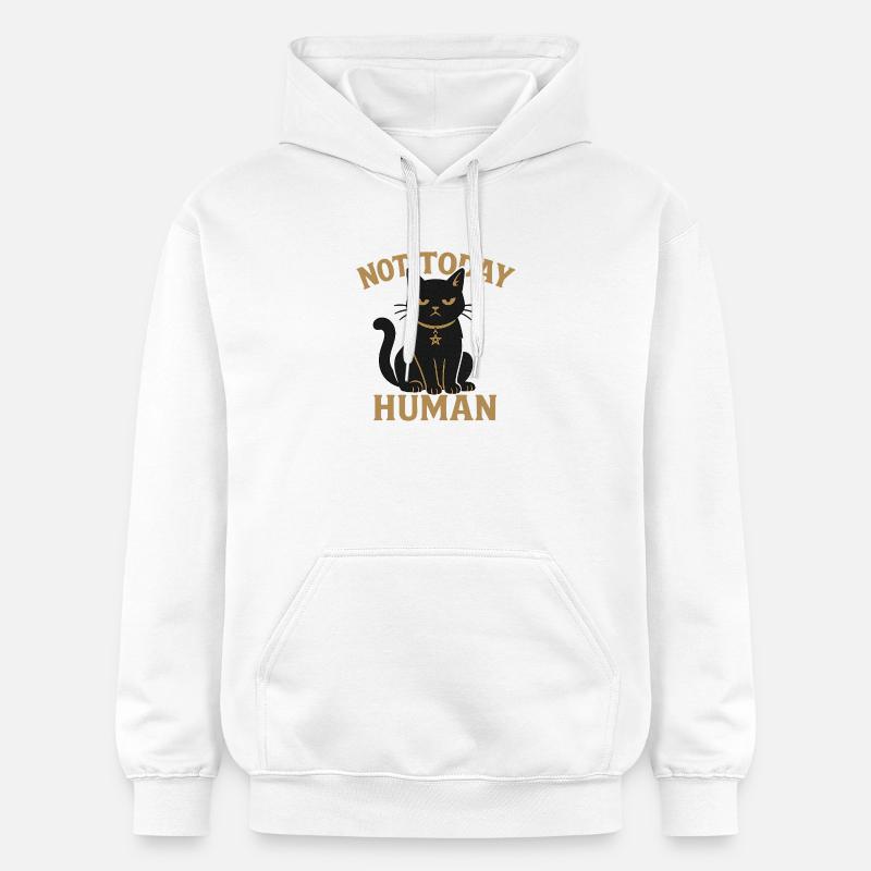 Pas aujourd’hui sarcasme chat noir humain - Sweat à capuche Softstyle® Gildan Unisexe - blanc