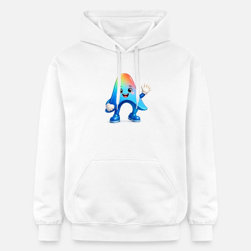 Cute Rainbow Mascot Sticker Antigravity - Sweat à capuche Softstyle® Gildan Unisexe - blanc