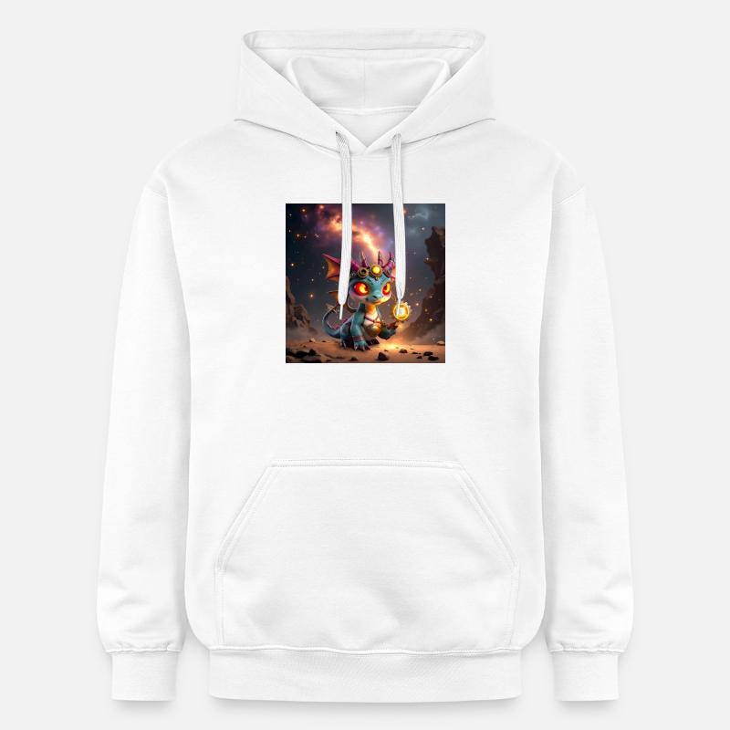 Dragon Steampunk Lumineux avec des Engrenages - Sweat à capuche Softstyle® Gildan Unisexe - blanc