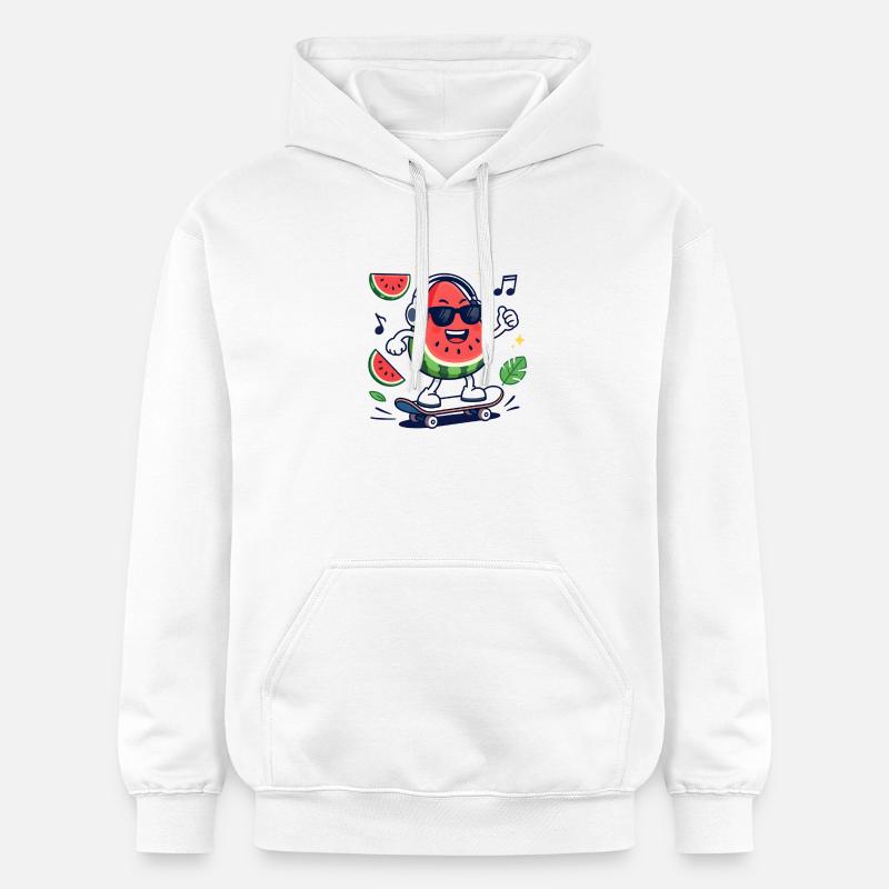 Pastèque Rythmée en Skate - Sweat à capuche Softstyle® Gildan Unisexe - blanc