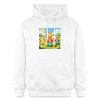Photo du groupe des poulets colorés - Sweat à capuche Softstyle® Gildan Unisexe - blanc - Devant - Liana (172cm) & Jaron (178cm)