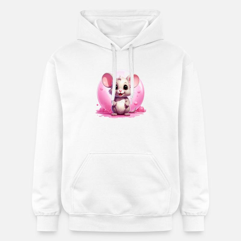 Souris mignonne - Sweat à capuche Softstyle® Gildan Unisexe - blanc