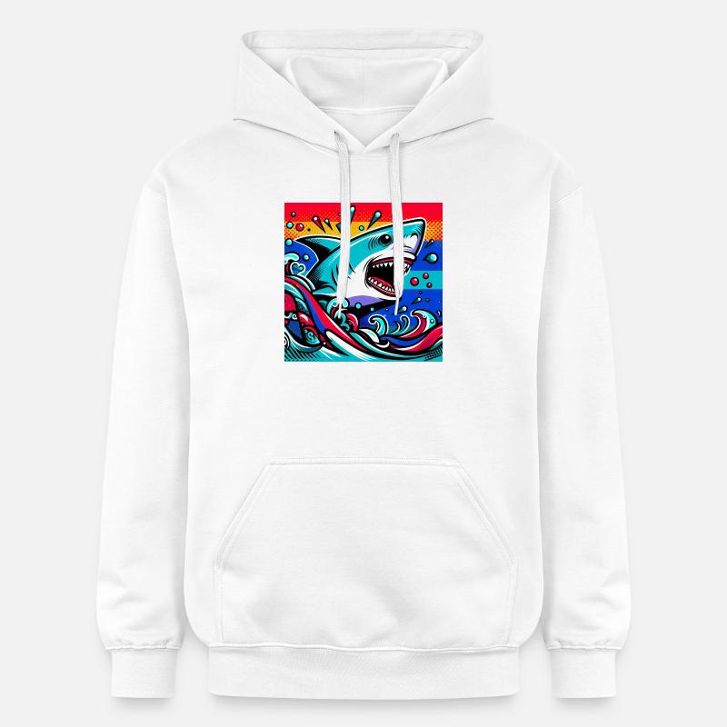 Requin - Sweat à capuche Softstyle® Gildan Unisexe - blanc