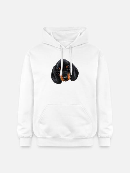 Dackelkopf Illustration Schwarzbraun tierbaby - Gildan Unisex Softstyle® Midweight Hoodie - Weiß