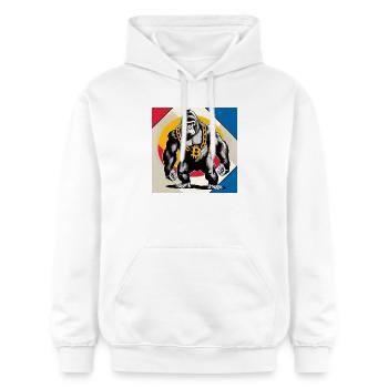 Bitcoin Gorilla Kettenheld - Gildan Unisex Softstyle® Midweight Hoodie - Weiß - Vorne - Liana (172cm) & Jaron (178cm)