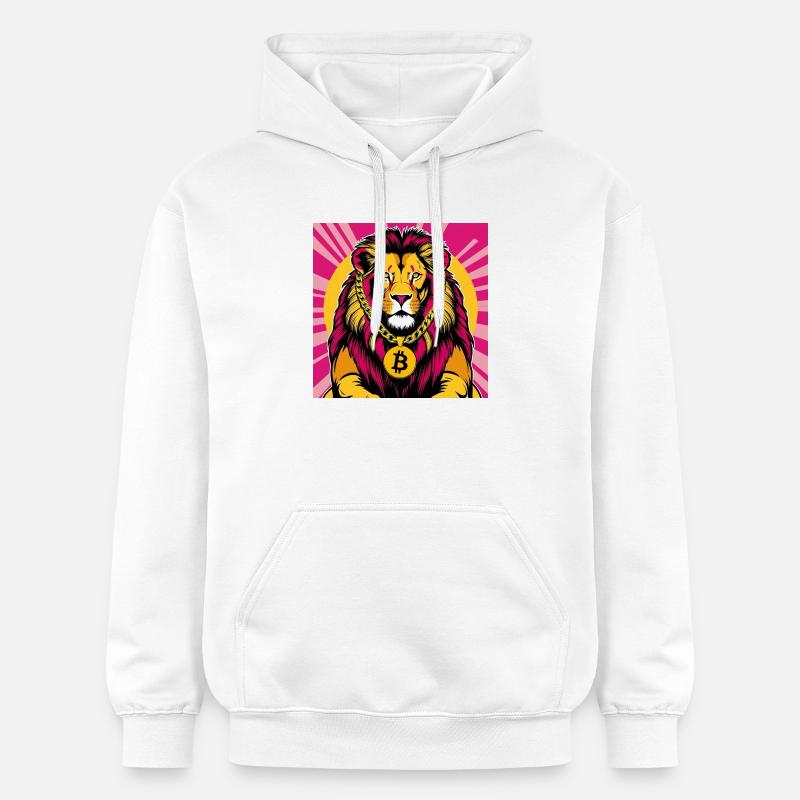 Krypto-Löwe Neon Pop Kunst - Gildan Unisex Softstyle® Midweight Hoodie - Weiß
