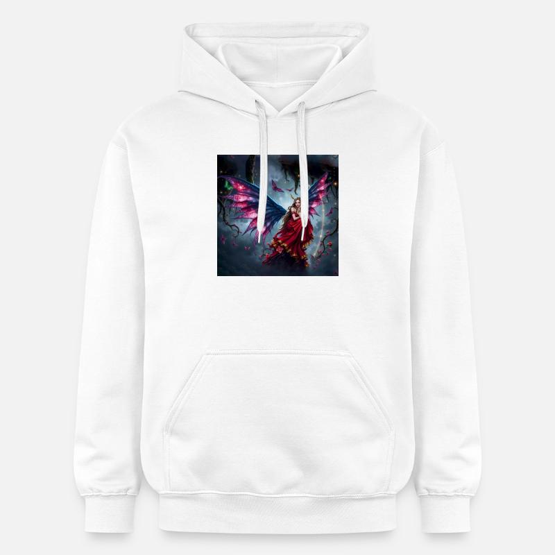 Fée ailée en robe rouge - Sweat à capuche Softstyle® Gildan Unisexe - blanc