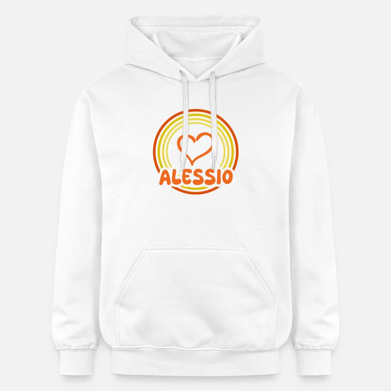 Cœur dans le cercle arc-en-ciel Alessio - Sweat à capuche Softstyle® Gildan Unisexe - blanc
