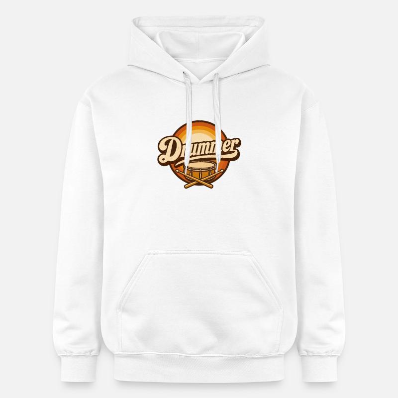 Logo rétro du batteur avec batterie - Sweat à capuche Softstyle® Gildan Unisexe - blanc
