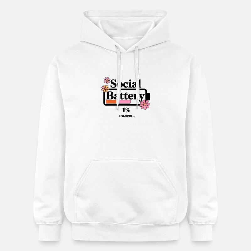 Batterie sociale 1 % - Sweat à capuche Softstyle® Gildan Unisexe - blanc
