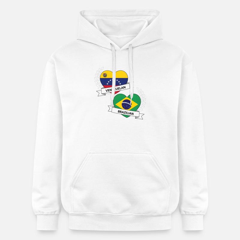 Drapeaux coeur brésilien vénézuélien  - Sweat à capuche Softstyle® Gildan Unisexe - blanc