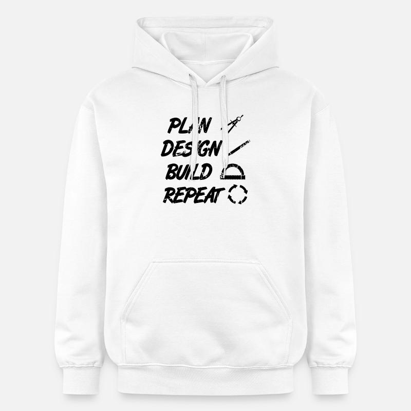 Planifier, Construire, Répéter - Sweat à capuche Softstyle® Gildan Unisexe - blanc
