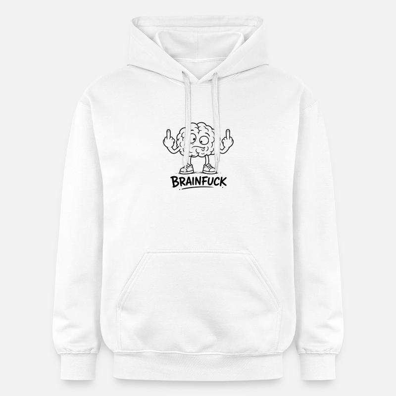 Graffiti cérébral avec un majeur - Sweat à capuche Softstyle® Gildan Unisexe - blanc