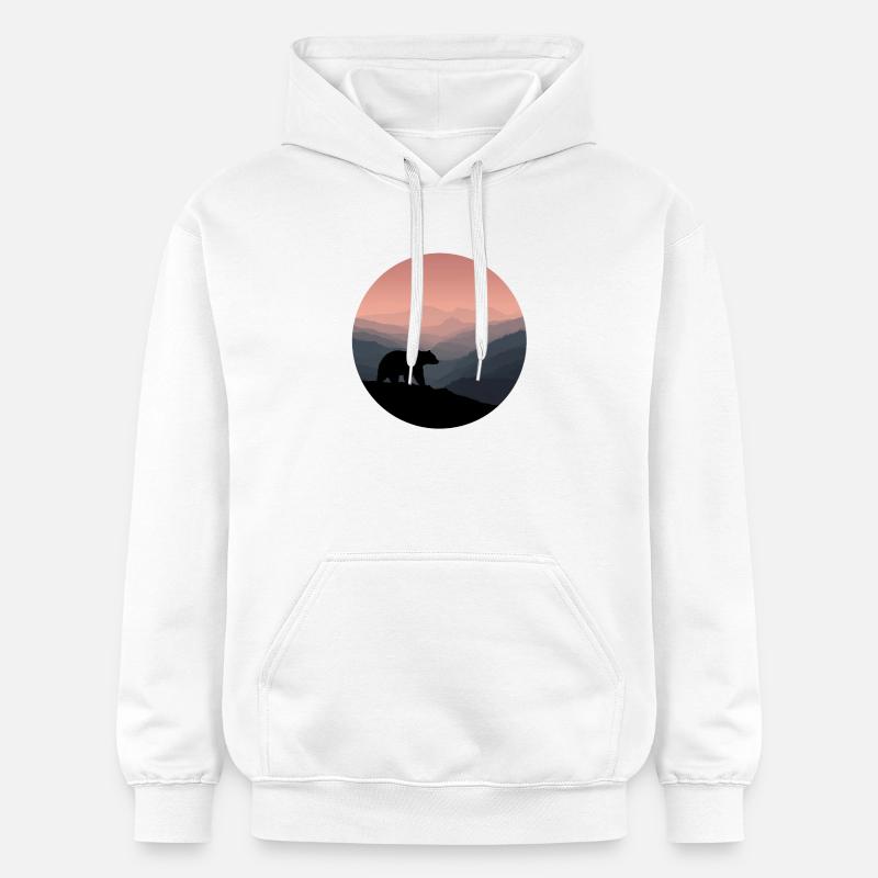 ours brun sauvage - Sweat à capuche Softstyle® Gildan Unisexe - blanc
