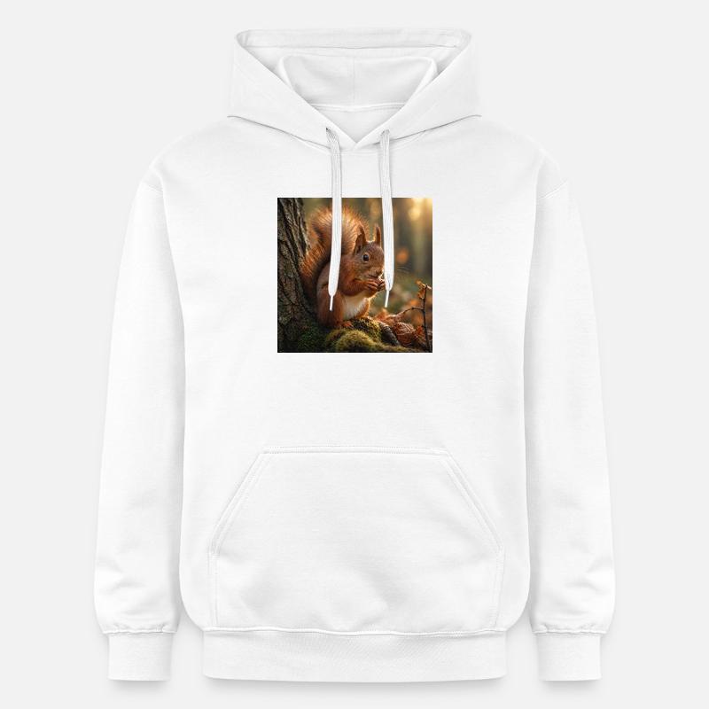 Écureuil dans la forêt ensoleillée - Sweat à capuche Softstyle® Gildan Unisexe - blanc