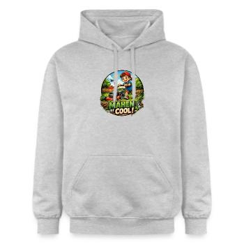 Tondre, c’est cool – enfant tondre la pelouse - Sweat à capuche Softstyle® Gildan Unisexe - gris clair chiné - Devant - Liana (172cm) & Jaron (178cm)