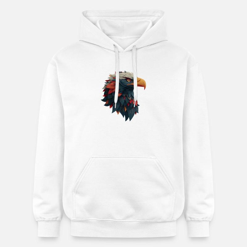 Powerful Eagle Head, Strong, Determined Gift - Gildan Unisex Softstyle® Midweight Hoodie - white