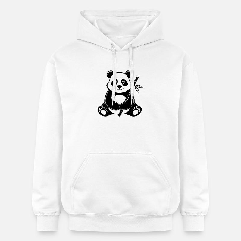Panda avec du bambou - Sweat à capuche Softstyle® Gildan Unisexe - blanc