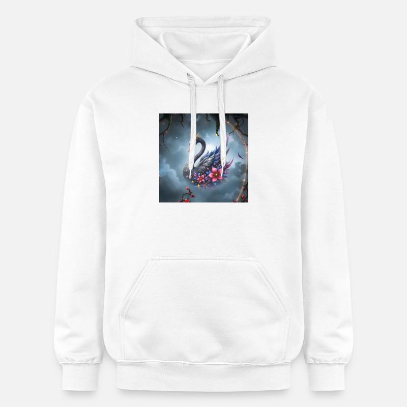 Cygne Floral Céleste - Sweat à capuche Softstyle® Gildan Unisexe - blanc