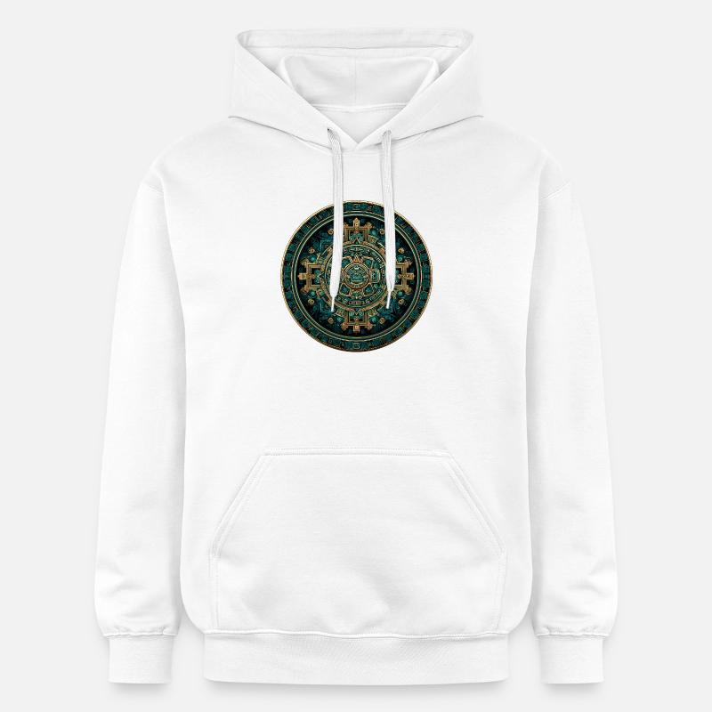Calendrier solaire aztèque en or - Sweat à capuche Softstyle® Gildan Unisexe - blanc