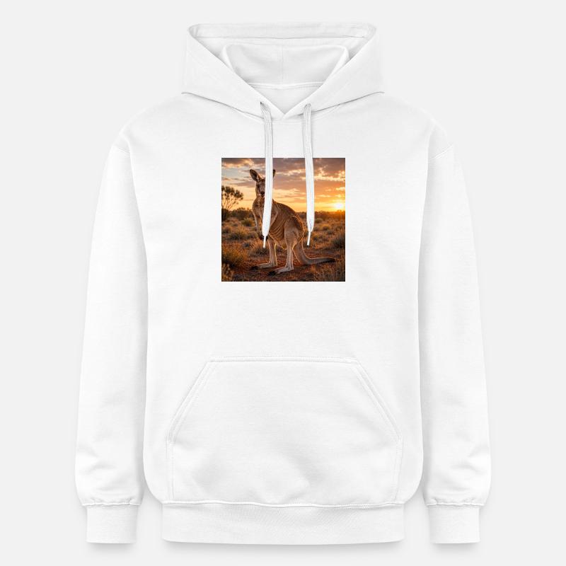 Kangourou au coucher du soleil - Sweat à capuche Softstyle® Gildan Unisexe - blanc