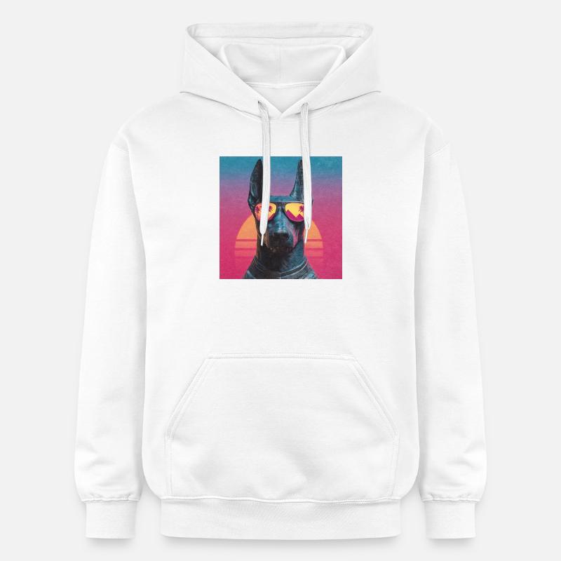 Anubis Synthwave - Dieu en vacances - Sweat à capuche Softstyle® Gildan Unisexe - blanc