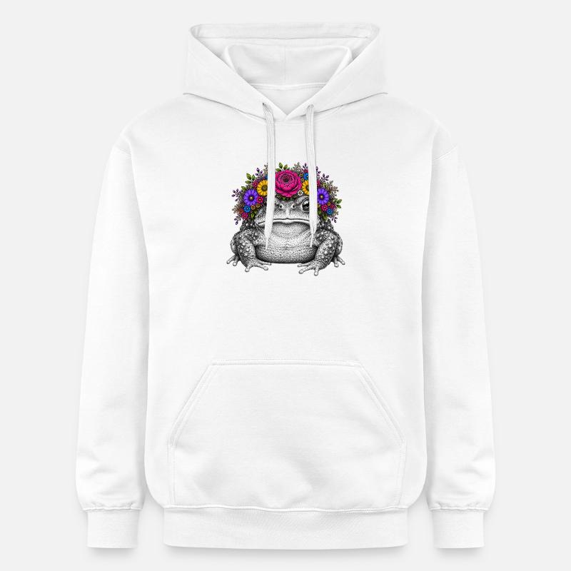 Toad with flower crown - Gildan Unisex Softstyle® Midweight Hoodie - white