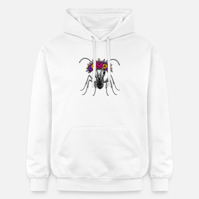 Fourmi couronne fleurie - fourmi - Sweat à capuche Softstyle® Gildan Unisexe - blanc