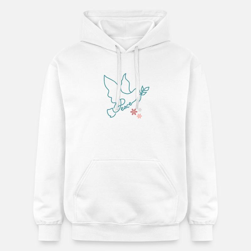 Colombe de paix avec des fleurs - Sweat à capuche Softstyle® Gildan Unisexe - blanc