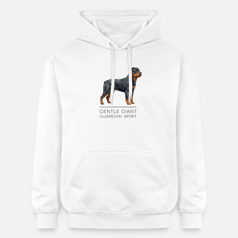 Art Low-Poly Rottweiler - Géant doux - Sweat à capuche Softstyle® Gildan Unisexe - blanc