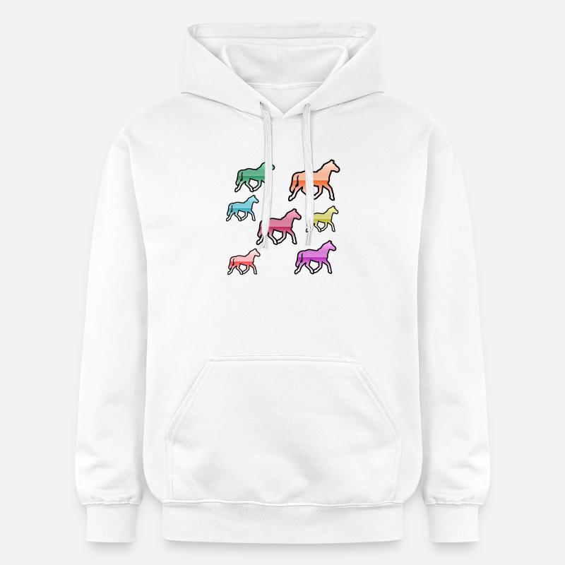 Chevaux - Sweat à capuche Softstyle® Gildan Unisexe - blanc