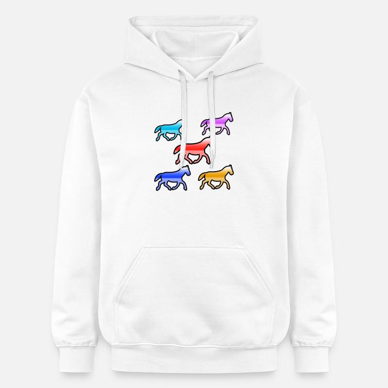 Chevaux - Sweat à capuche Softstyle® Gildan Unisexe - blanc