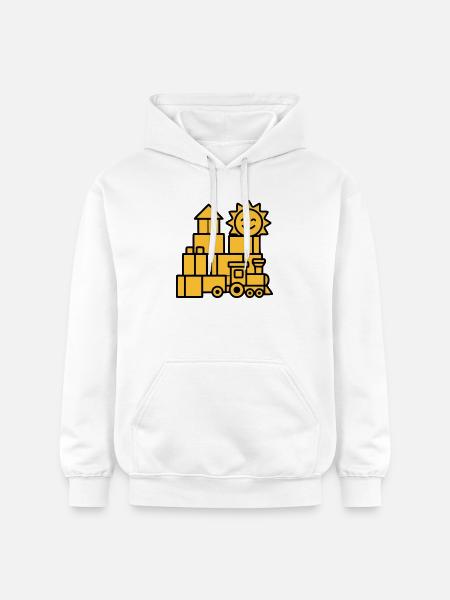 Building Blocks Railway Toys - Gildan Unisex Softstyle® Midweight Hoodie - white