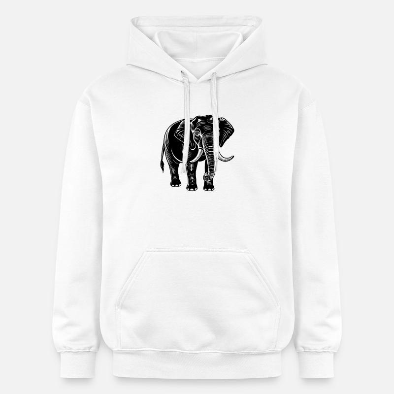 Éléphant - Sweat à capuche Softstyle® Gildan Unisexe - blanc