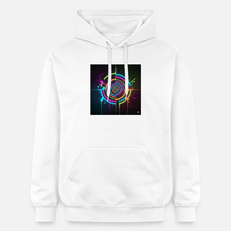 Neon Circle Splatter - Gildan Unisex Softstyle® Midweight Hoodie - white
