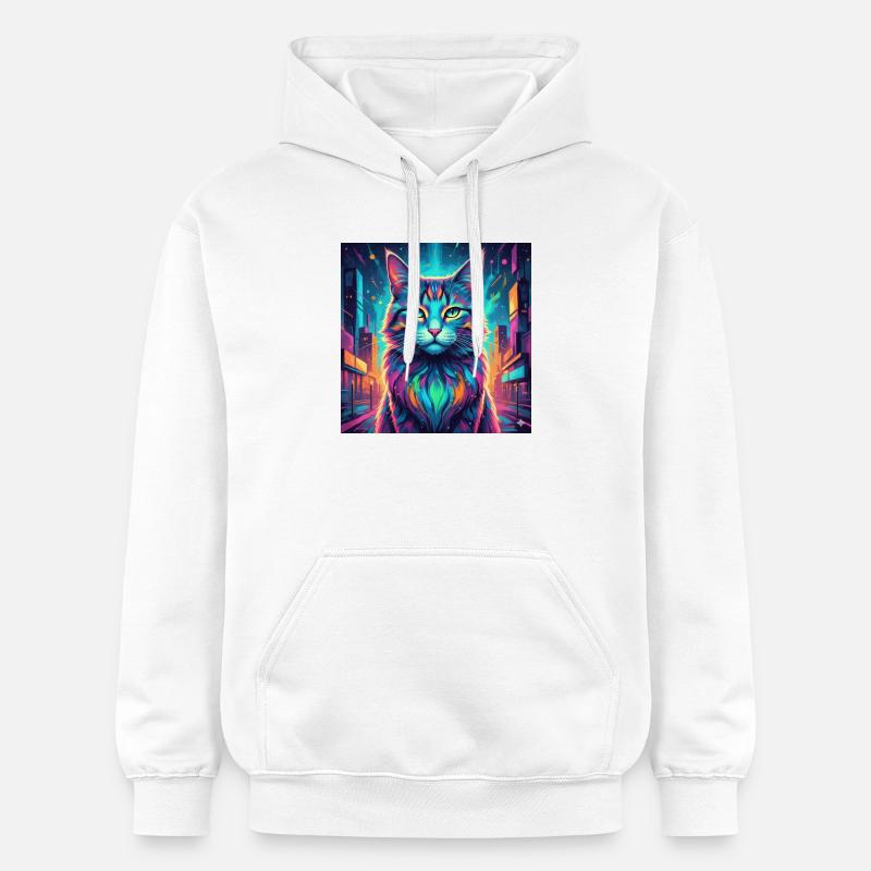 Chat néon - Sweat à capuche Softstyle® Gildan Unisexe - blanc