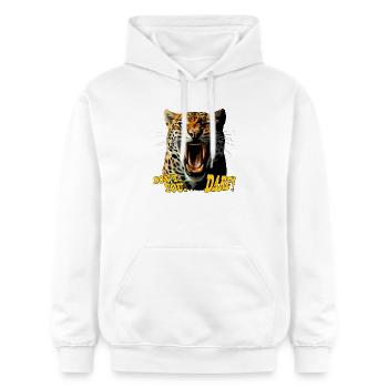 Leopardbrüllender Angriff – Wag es nicht - Gildan Unisex Softstyle® Midweight Hoodie - Weiß - Vorne - Liana (172cm) & Jaron (178cm)