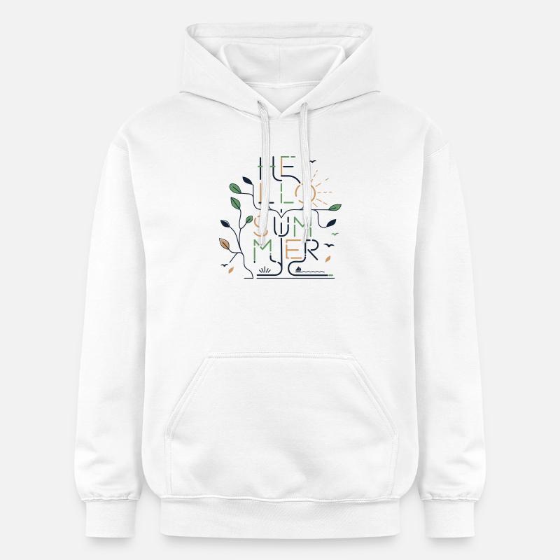HELLO SUMMER VIBES – Minimal Monoline - Sweat à capuche Softstyle® Gildan Unisexe - blanc