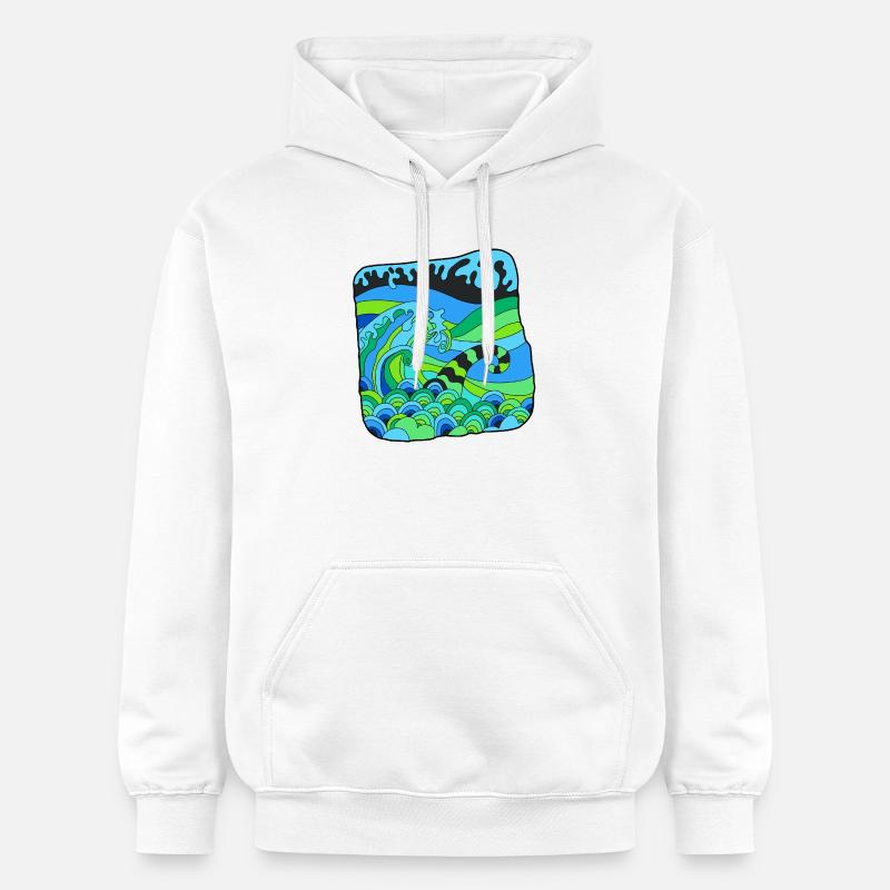 Vagues Déco Verdoyantes - Sweat à capuche Softstyle® Gildan Unisexe - blanc