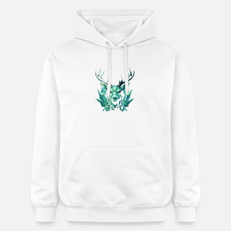 Cerf de cristal géométrique - Sweat à capuche Softstyle® Gildan Unisexe - blanc
